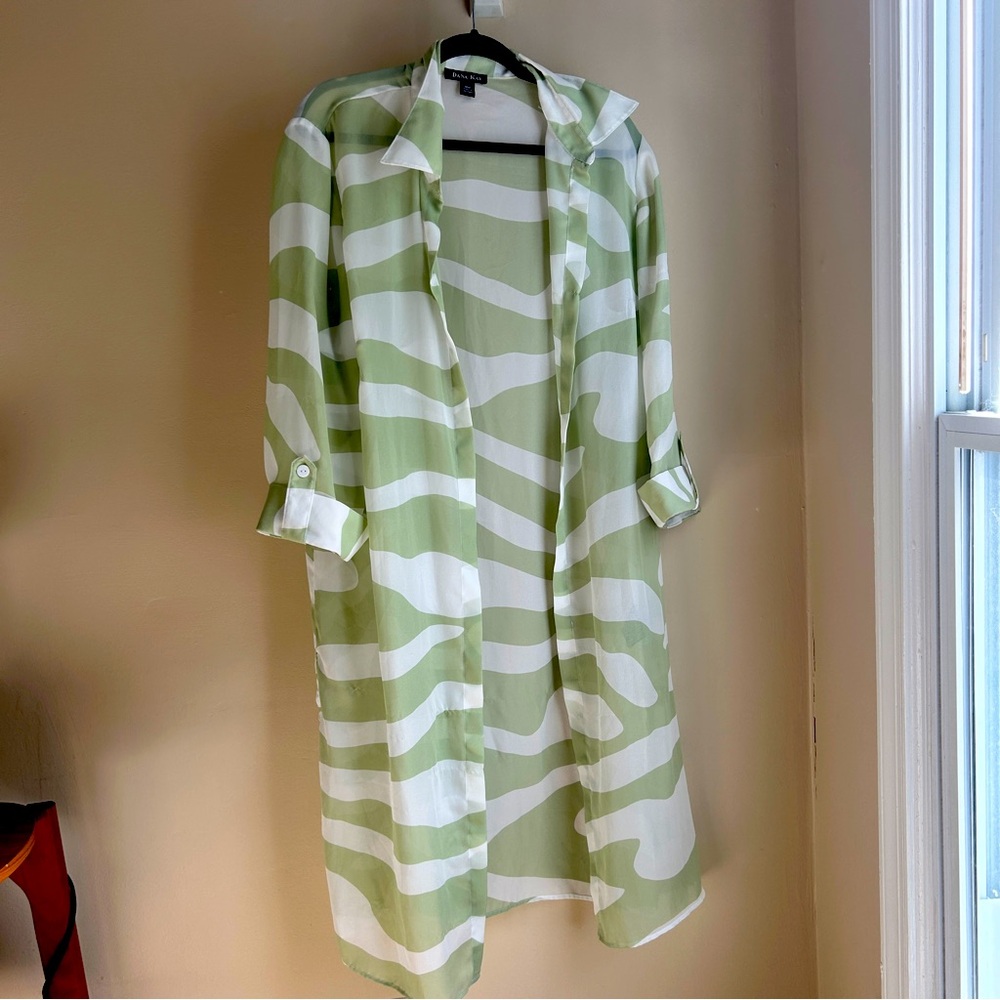 Green Dana Kay Oversized Cardigan Cover Up Zebra Animal Print